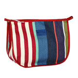 Alienor toiletry pouch in heavy duty striped canvas with wipeable lining, made in france by Artiga