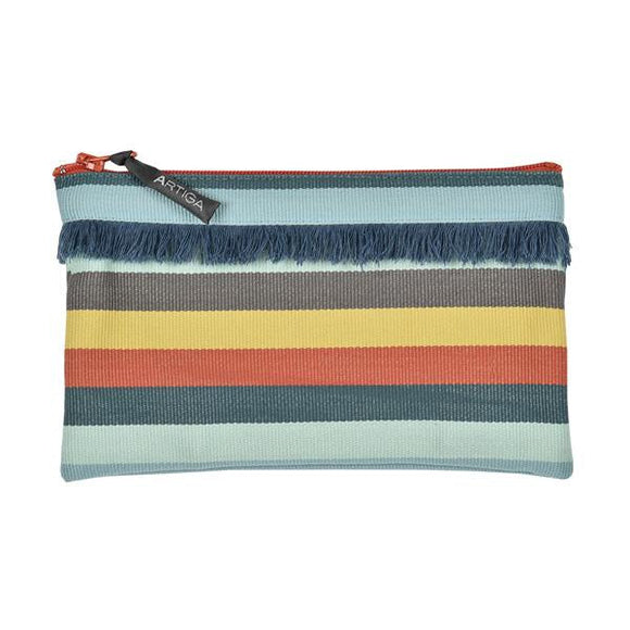 Pouch in espadrille fabric with fringe by Artiga, France